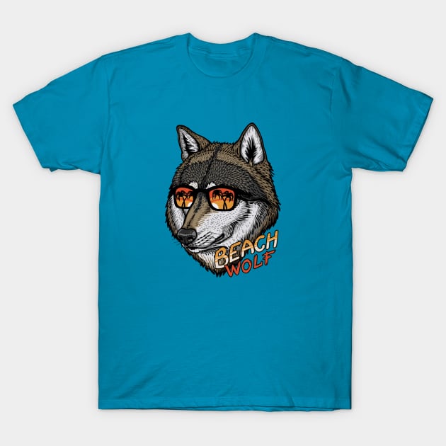 Beach Wolf T-Shirt by Dima Kruk
